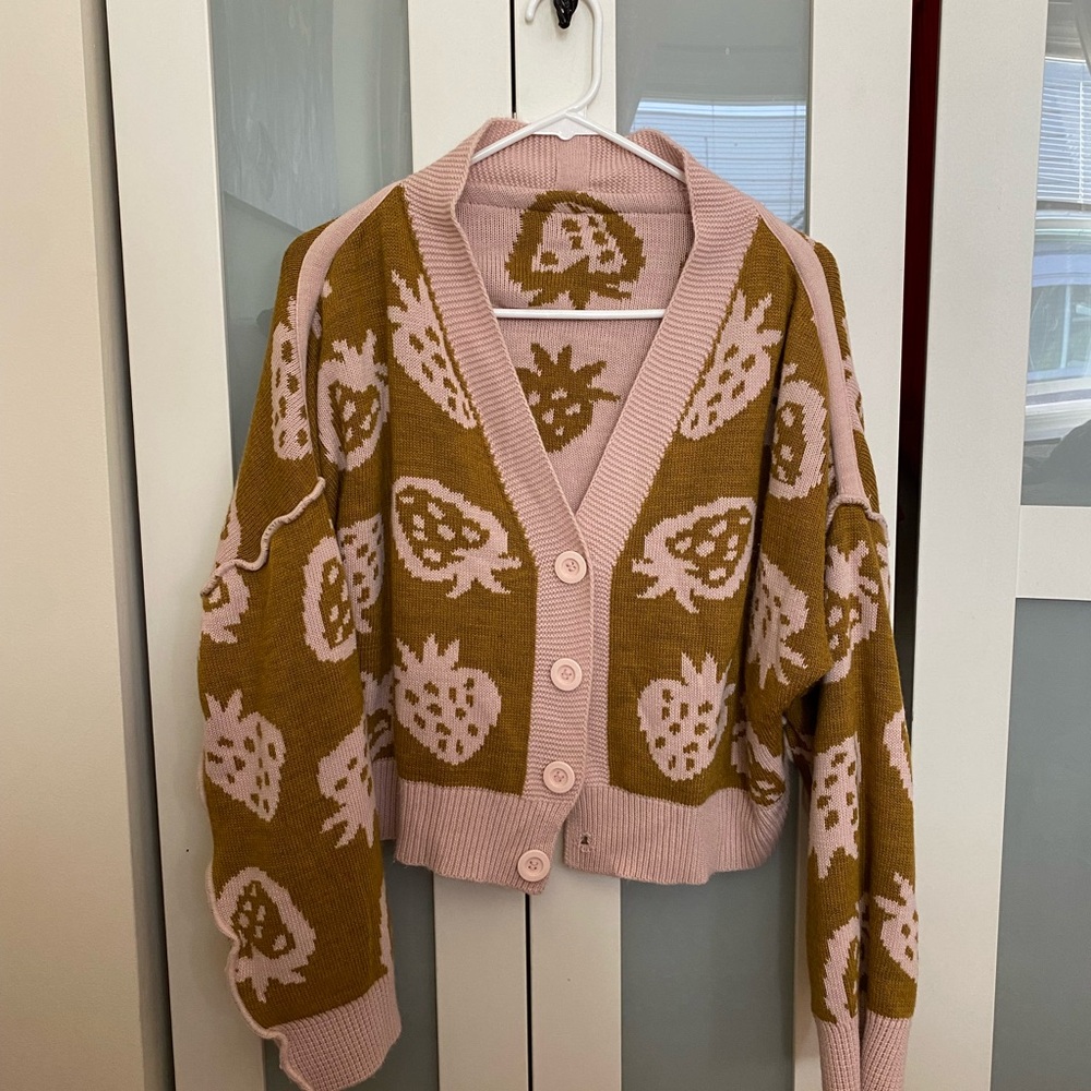 Reversible Strawberry Patterned Pink Sweater - image 3